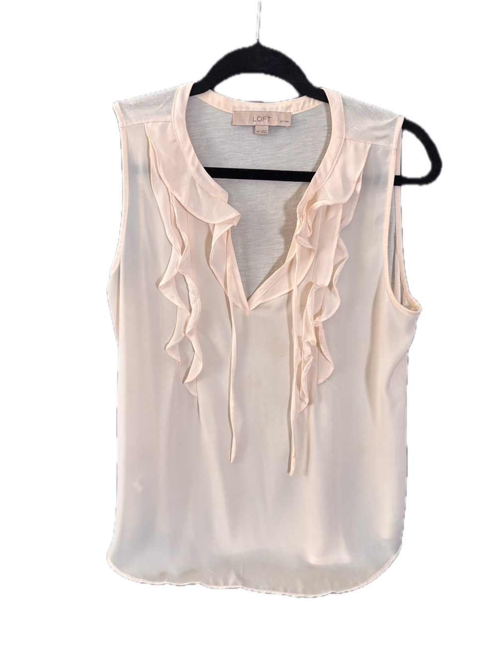 LOFT Cream Ruffle Tie-Front Blouse - Picture 5 of 11
